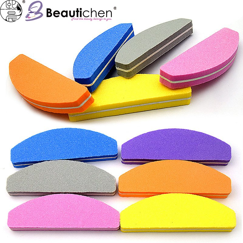 Beautichen Colorful Half-Moon Nail Files – Multi-Grit Emery Boards for Shaping & Smoothing Natural and Acrylic Nails