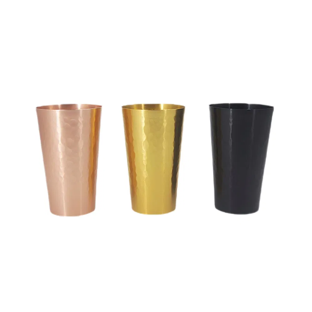 Custom Japanese Design Aluminium Drinking Cup Usable Metal Wine Tumbler Hammered Cup