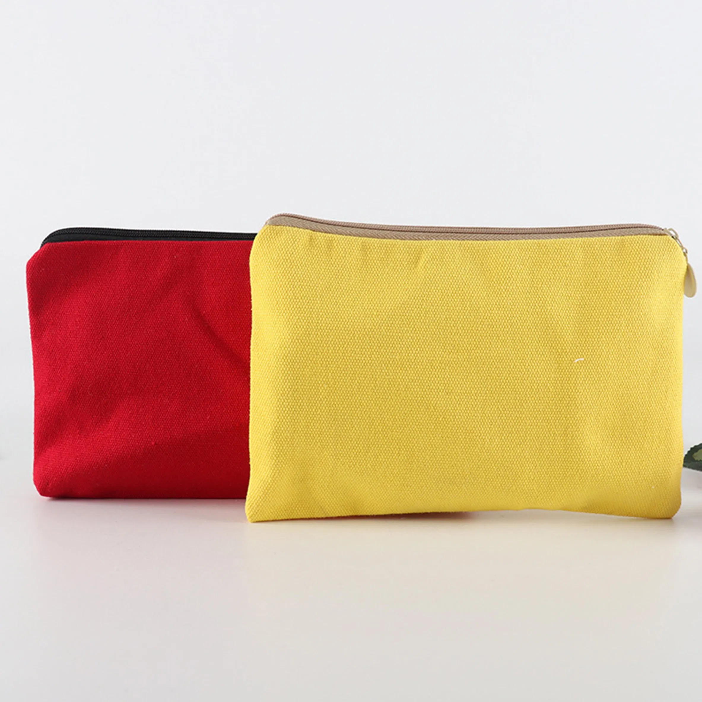 Custom Logo Printed Large Space Canvas Zipper Eye-Shadow Cosmetic Brush Storage Bag Cotton Makeup Pouch