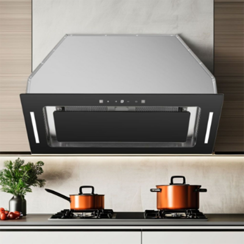 Sleek Stainless Steel Built-in Kitchen Range Hood for Modern Homes, Ensuring Powerful, Ultra-Quiet, and Effortless Ventilation Performance