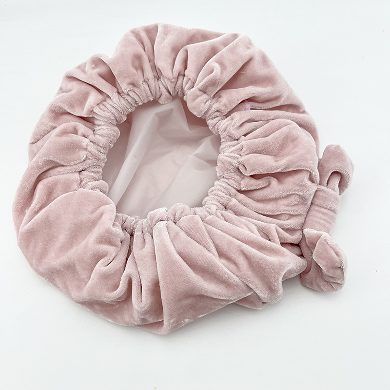 Custom Polyester PE Elastic Hairband Soft Double Layer Bonnet Waterproof Bath Shower Cap