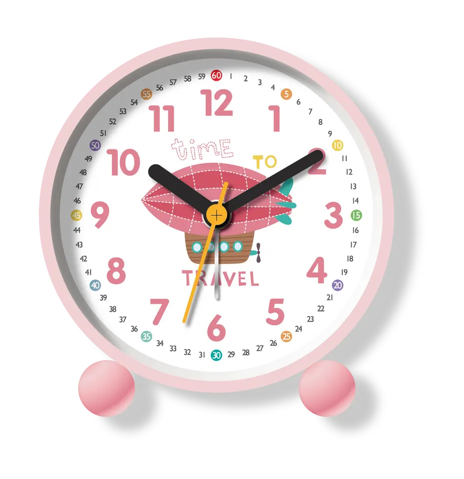4 Inch Kids Cartoon Pink Table Clock Student Wake up Cute Children Alarm Clock Mini Small Study Metal Desk Clock Custom