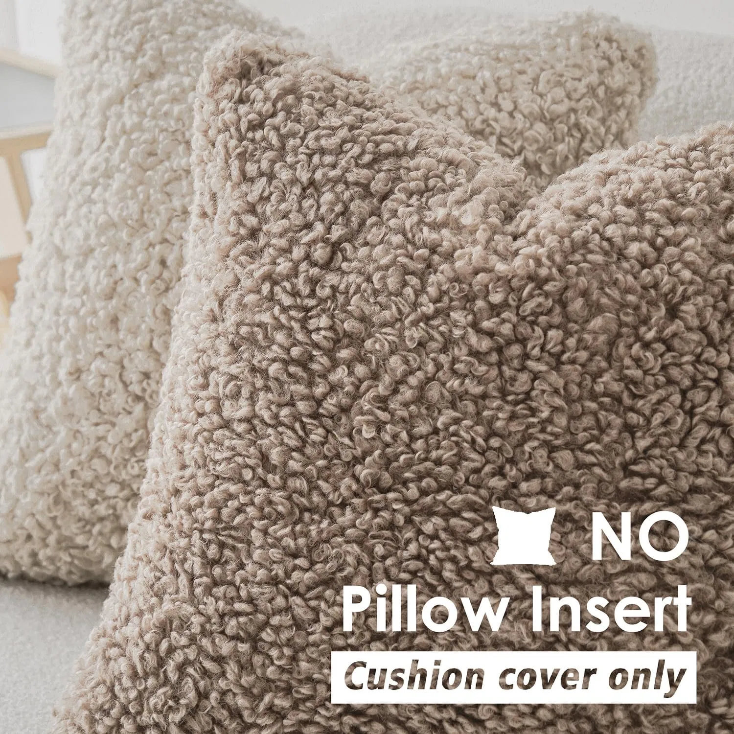Teddy Wool Decorative Boucle Textured Lumbar Faux Fur Pillow Covers