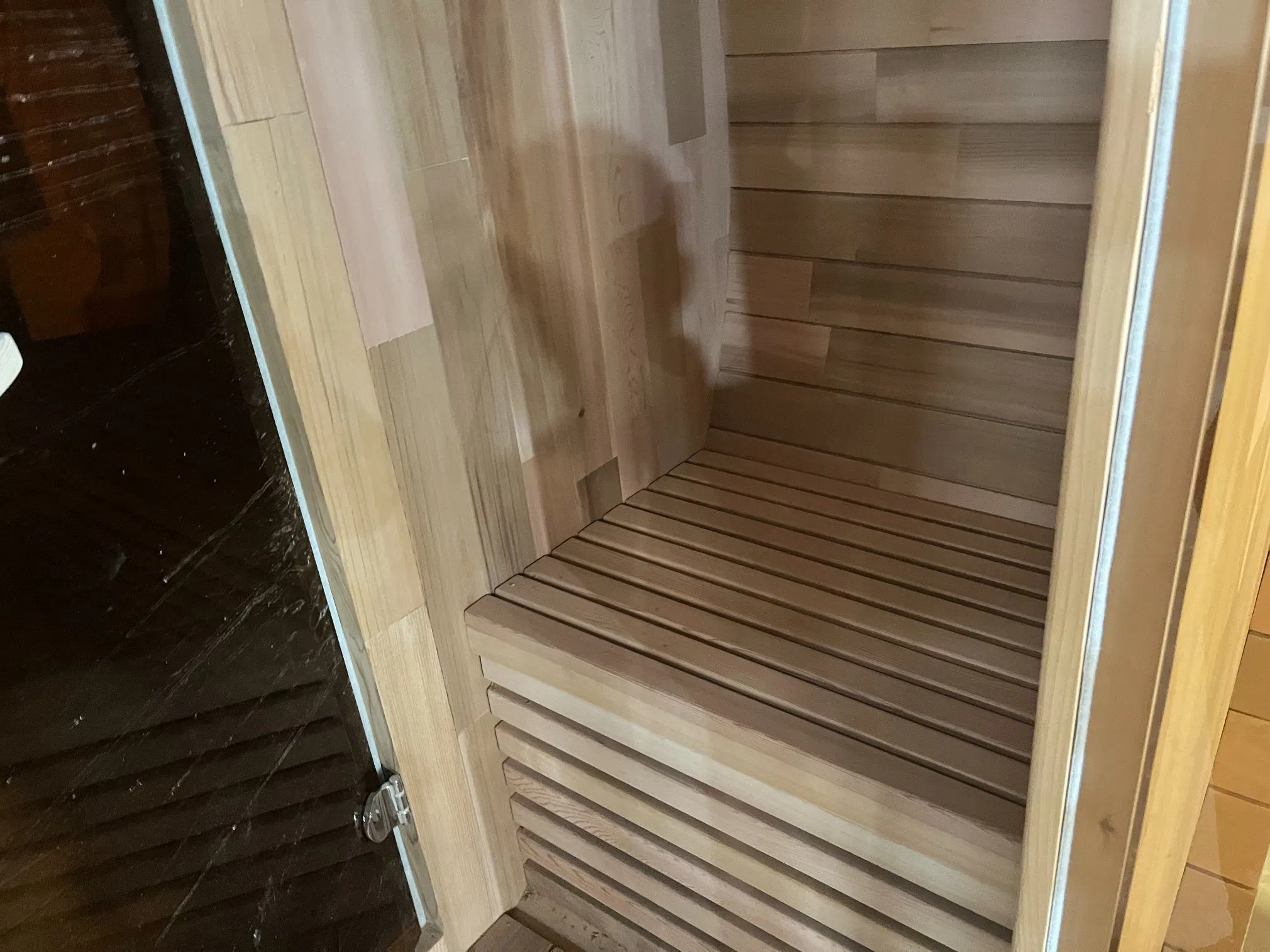 Custom-Made Cedar Sauna Room with Two Glass Door