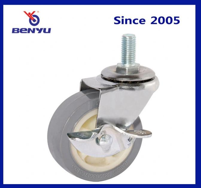 38-75mm TPU Caster Wheel No Bearing in Gray with 45kg Load Capacity