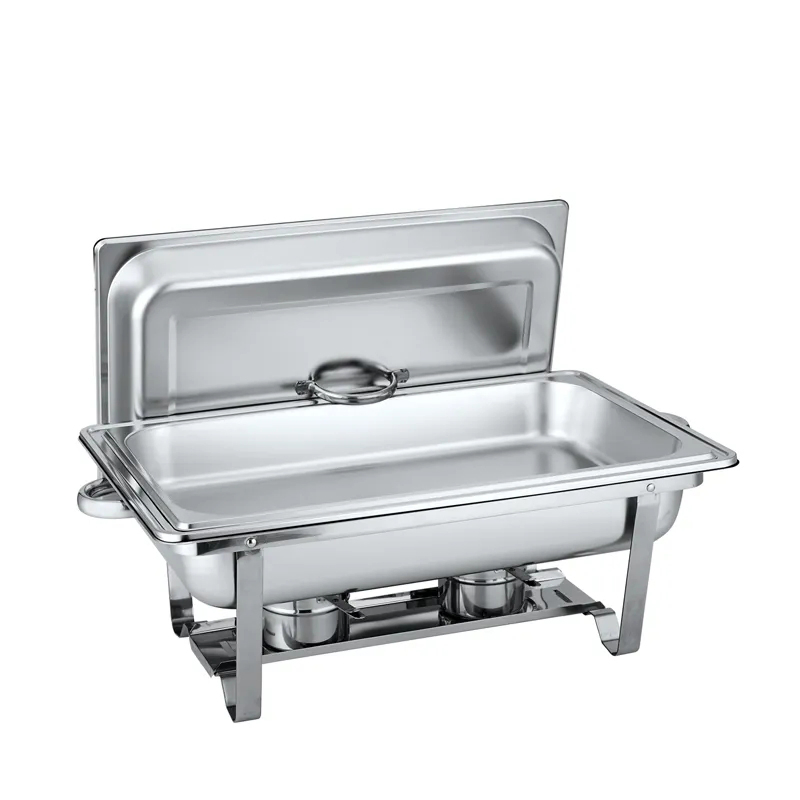 OEM Chafing Dish Buffet Set 9.5qt Stainless Steel Rectangular Chafers Food Warmer Sets for Catering, Foldable