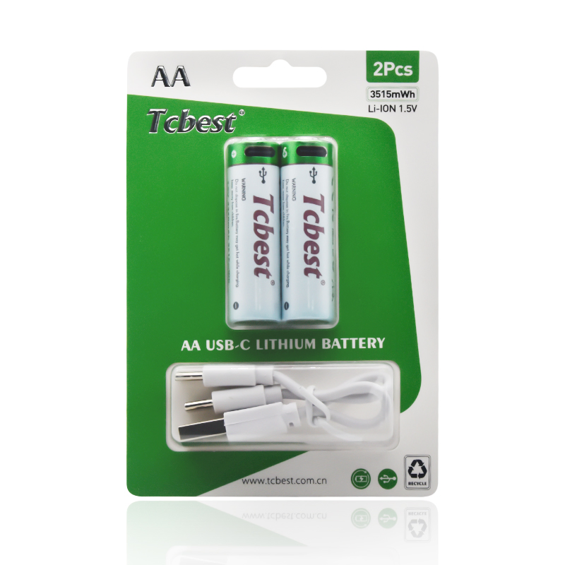 Good Performance Type C 1.5V Lithium Batteries AA AAA Super Charge 2200mwh USB Rechargeable Battery+Charger with Fast Charging Time