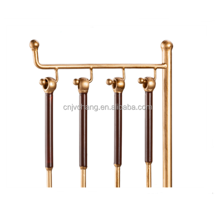 Elegant 5-Piece Brass Plated Fireplace Tool Set for Effortless Assembly