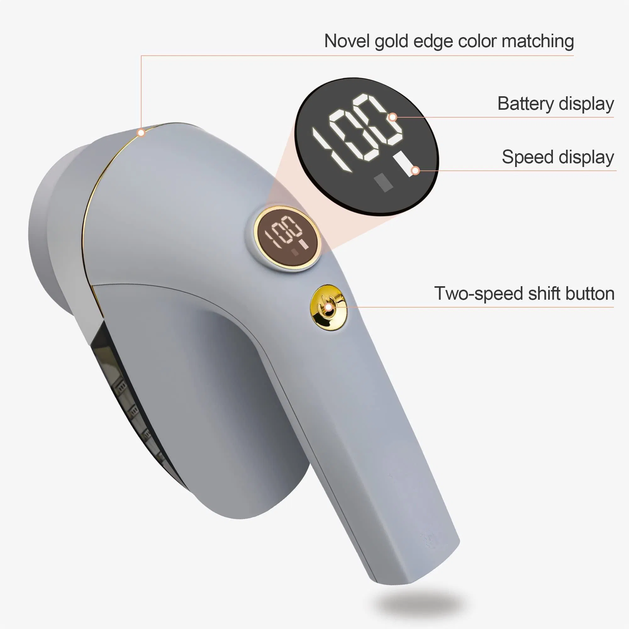 Extra 1-Mesh 3-Blades 2-Speeds Electric Fabric Shaver Rechargeable Clothes Lint Remover