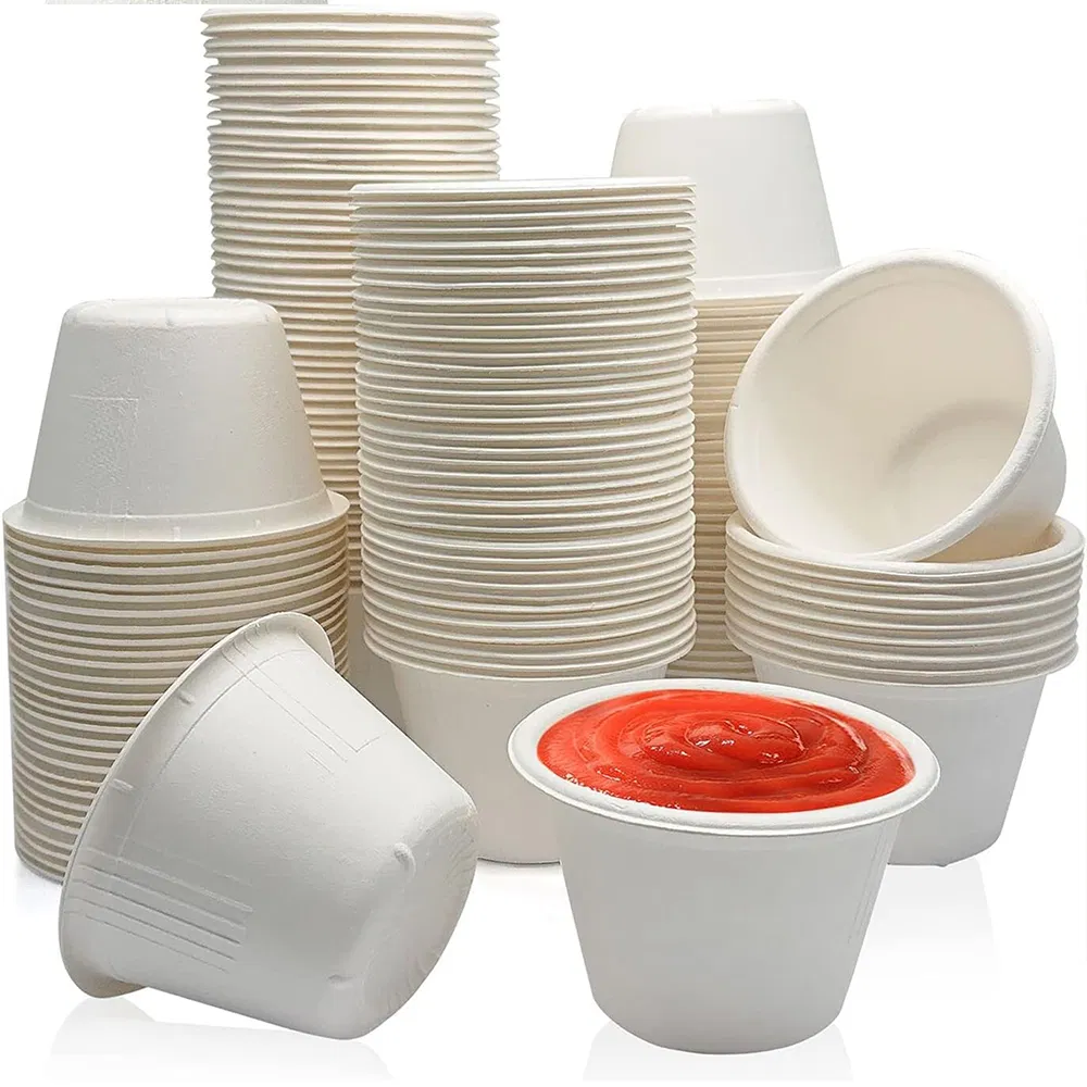 Disposable Biodegradable Sugarcane DIP Sauce Cup with Complete Sizes for Restaurant
