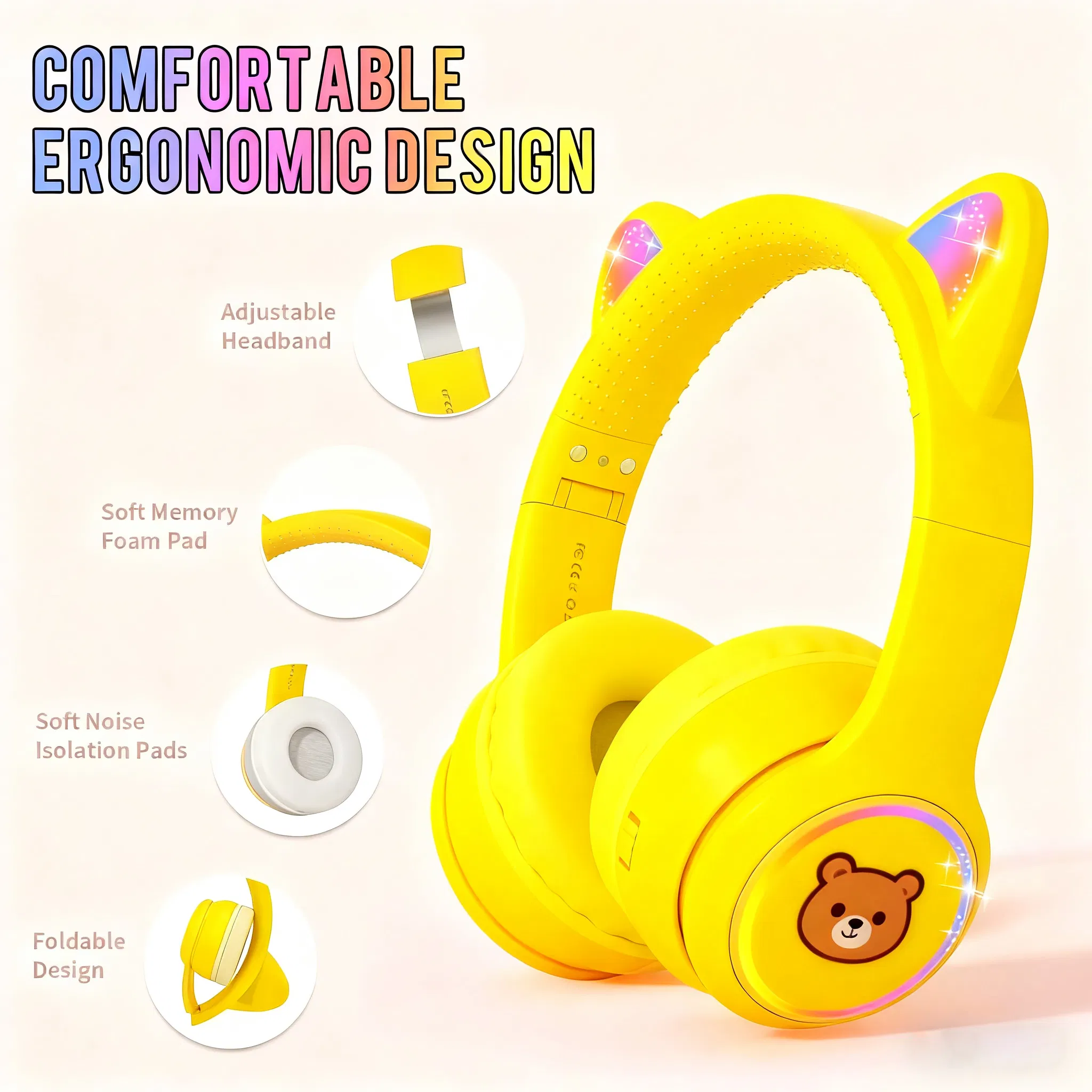 Детские беспроводные наушники с контролем громкости