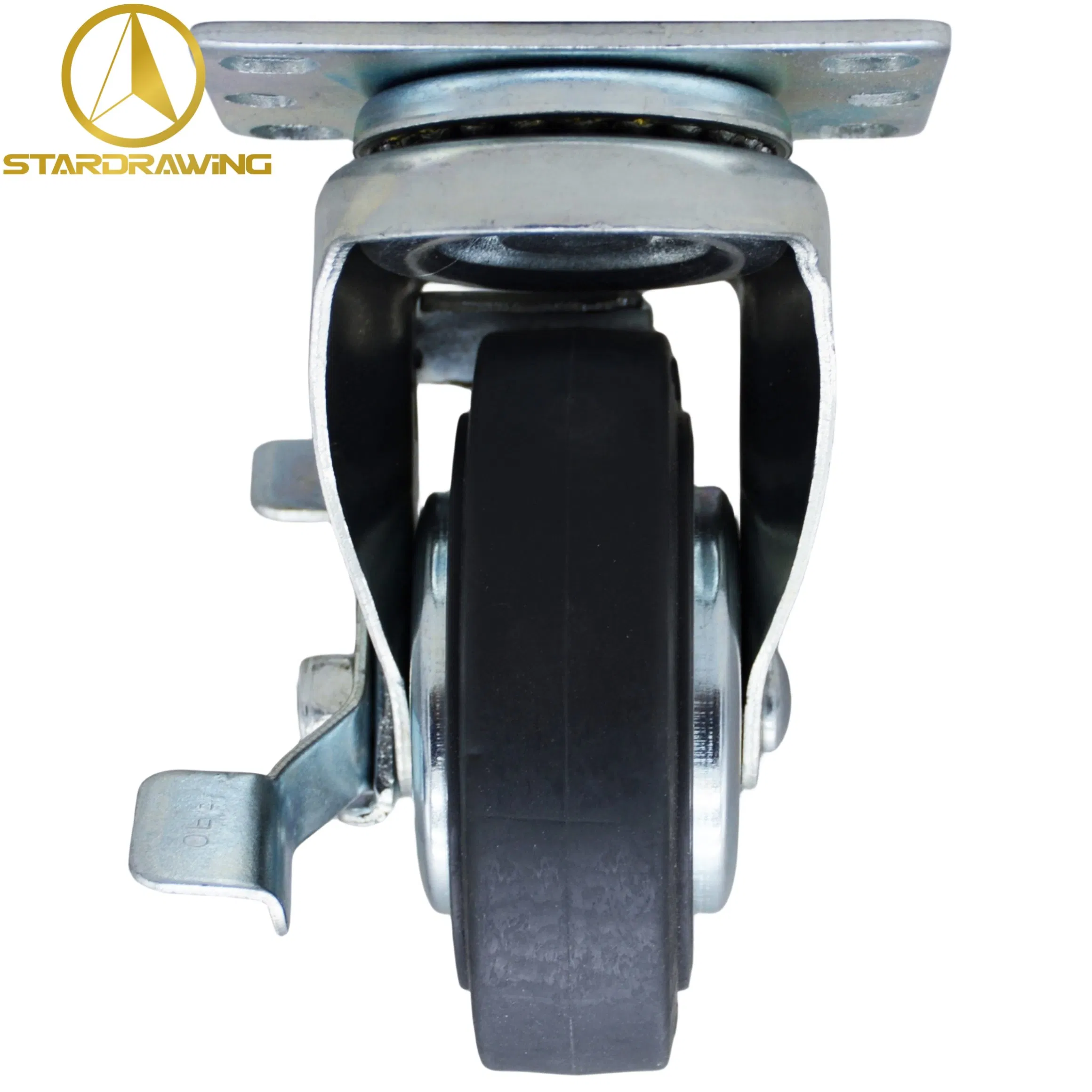 Stardrawing 4inch 100mm Swivel TPR Rubber Caster Wheel with Side Brake