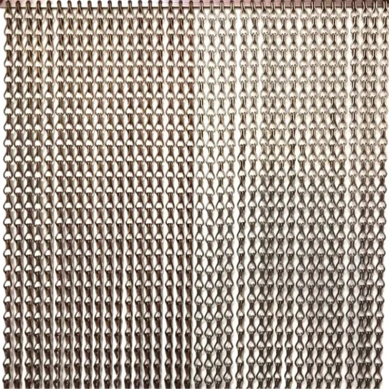 Manufacturer Golden Color Chain Link Decorative Curtain Metal Mesh Decorative Aluminum Alloy Mesh Chain Link Fly Chain Curtain