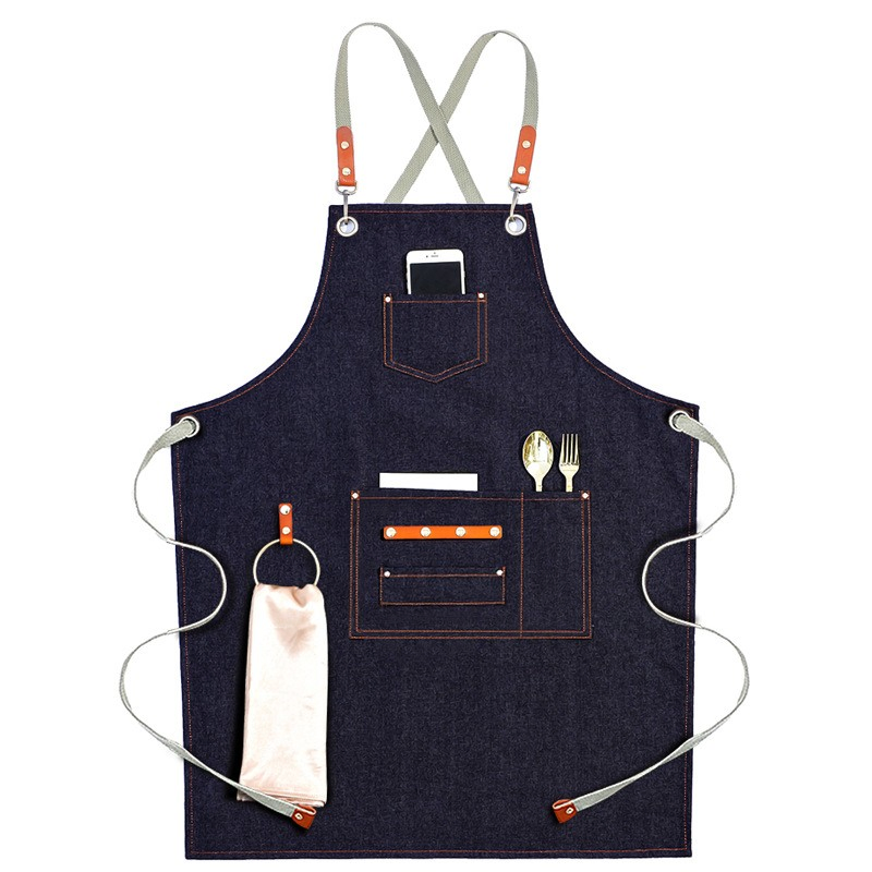 Factory Custom Thick Canvas Apron Gardening Waterproof Work Apron Home Kitchen Barbecue Apron Support Custom Logo