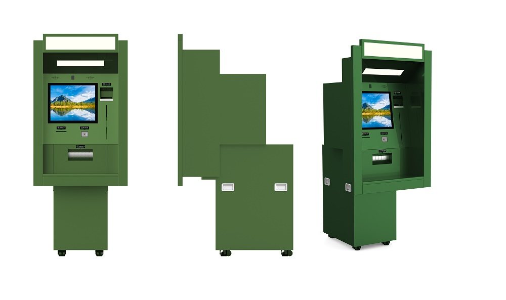 Through Wall Floor Standing Passport Scanner Currency Exchange Kiosk ATM Machine