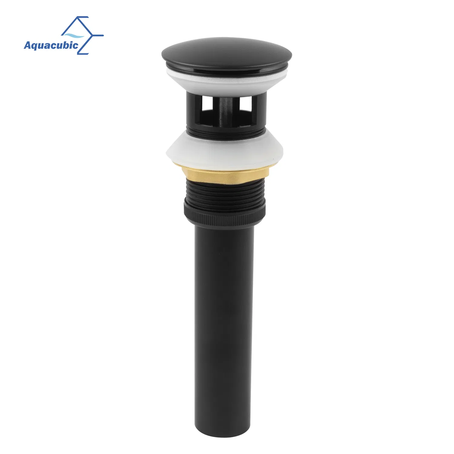 Black Sink Brass Drain with Overflow Bathroom Push Pop-up Drain Stopper for Vessel Sink Metal Lavatory Sink Drain