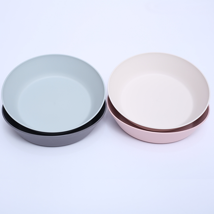 OEM Food Contact Safe Plastic Deep Plate PP Bamboo Fiber Round Bowl