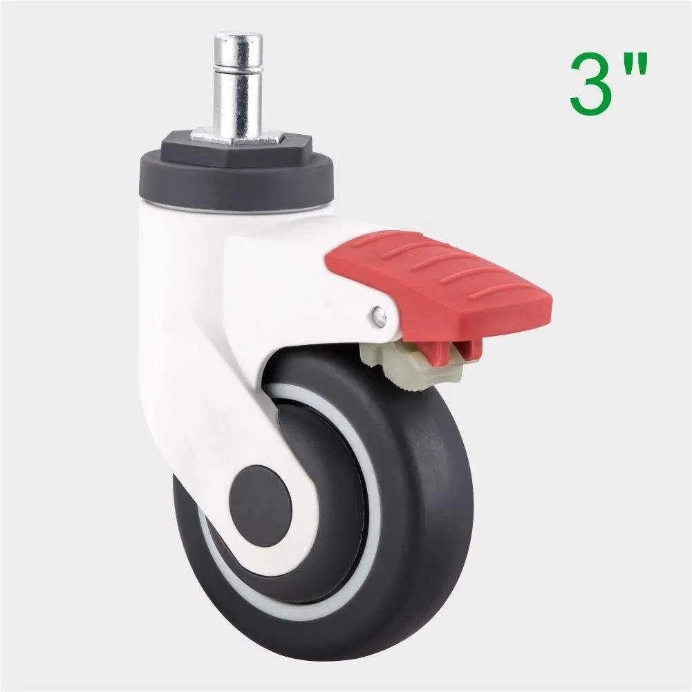 3 Inch Red TPR Medical Swivel Caster Wheel, Suitable for Medical Trolleys