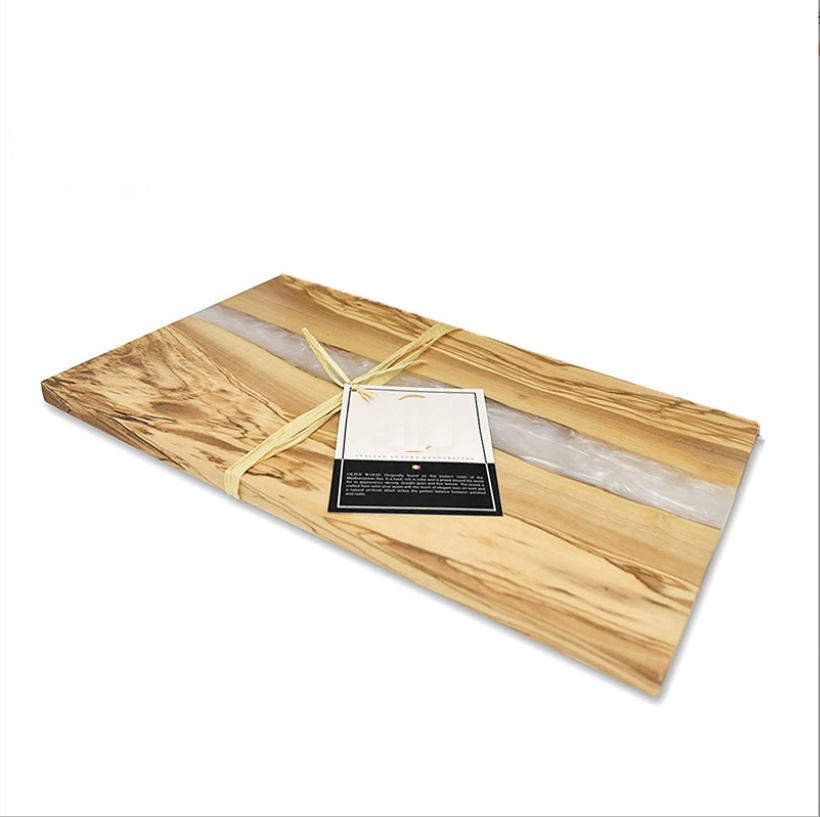 Olive Wood Fruit Sushi Vegetable Sky Blue Mosaic Resin Cutting Board