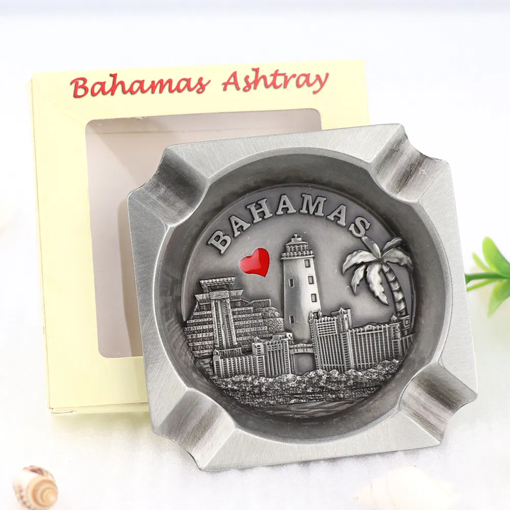 Manufacturer Custom Antique Zinc Alloy Metal Cigar Ash Tray Bahamas Tourists Souvenir Ashtray