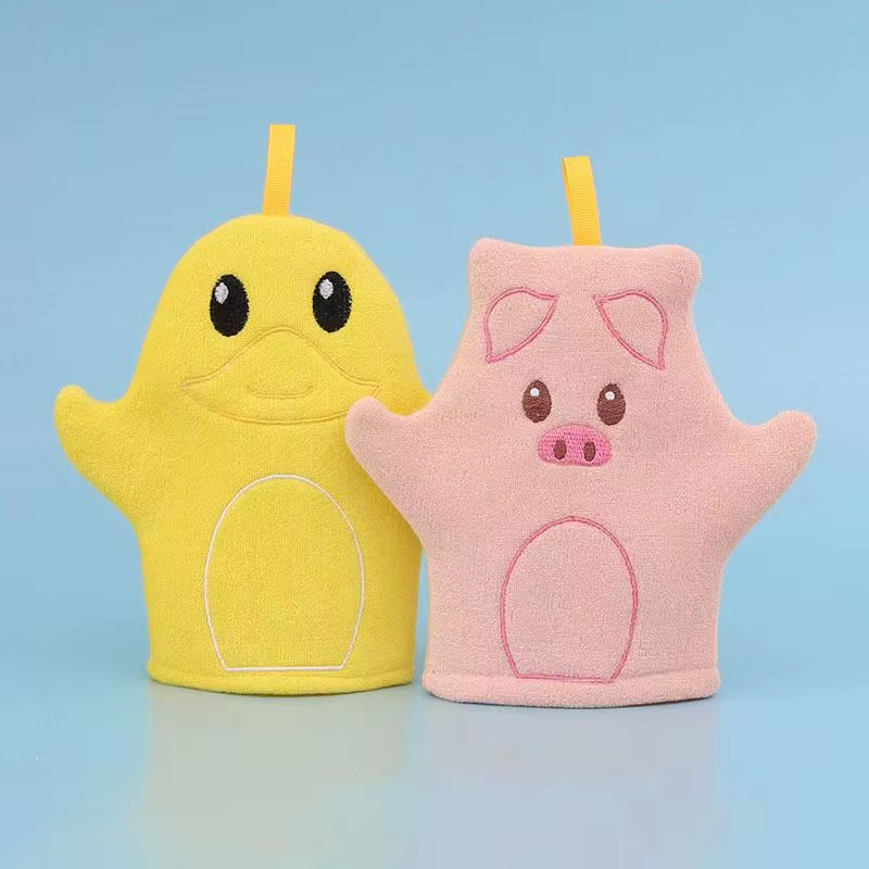 Wholesale Cartoon Animal Bath Glove with Skin Friendly Fabric for Children Baby Household Shower Towel