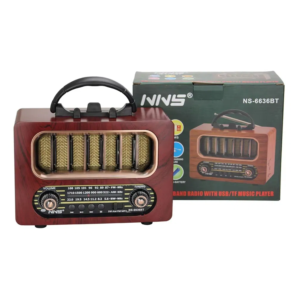 Ретро радио NS-6636BT с Bluetooth, деревянный корпус