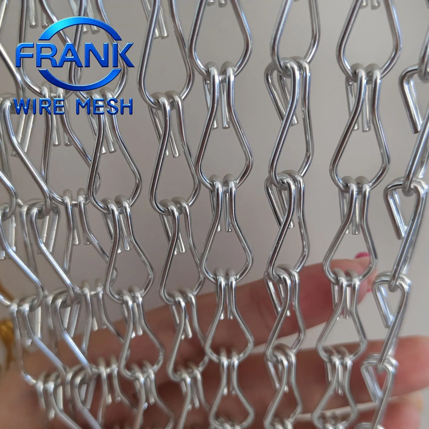 Decorative Aluminum Double Hooks Chain Link Fly Screen Metal Mesh Curtains for Interior Room Divider