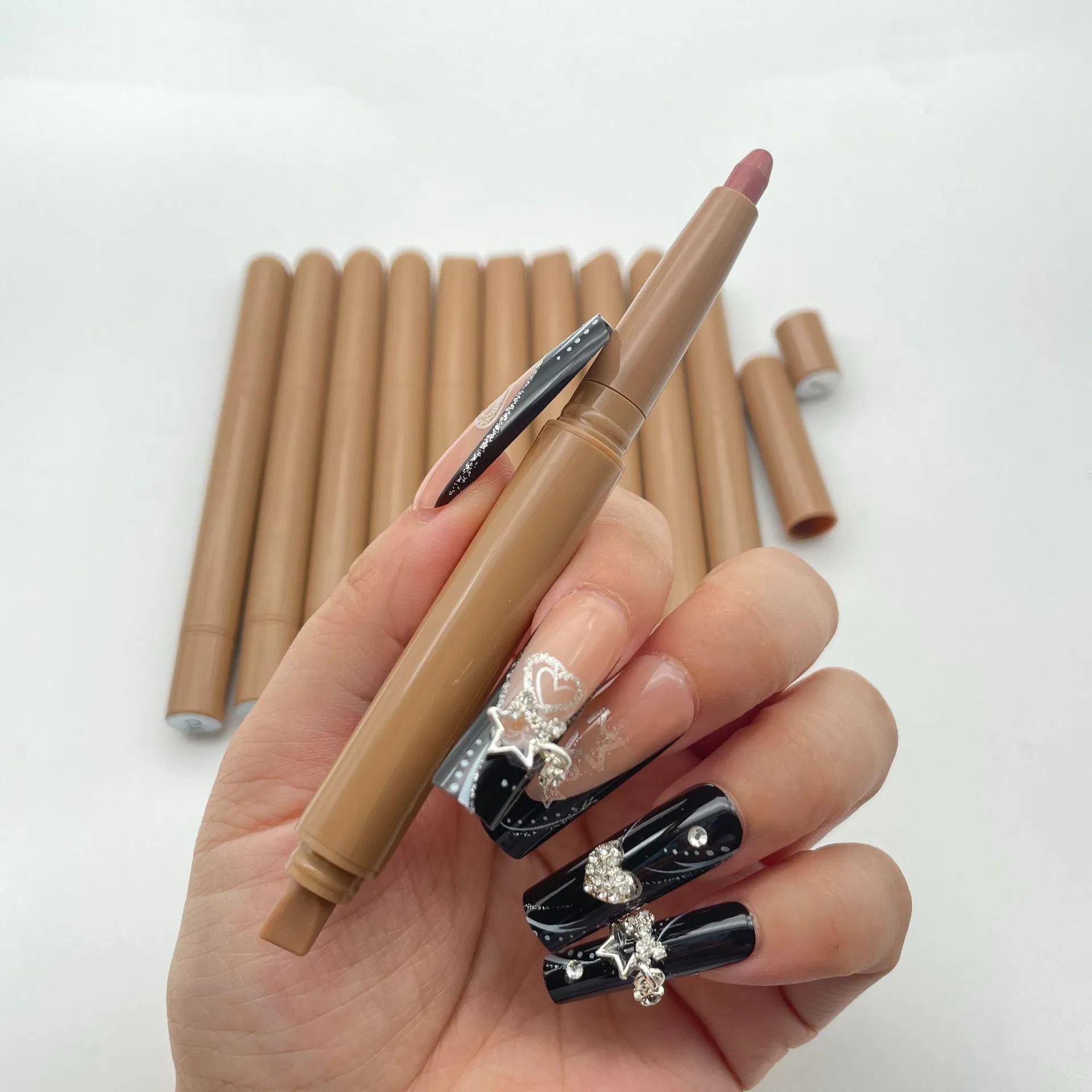Natural Vegan Waterproof Retractable Double-Ended Silk Peptide Lip Liner Nude Lipstick Pen