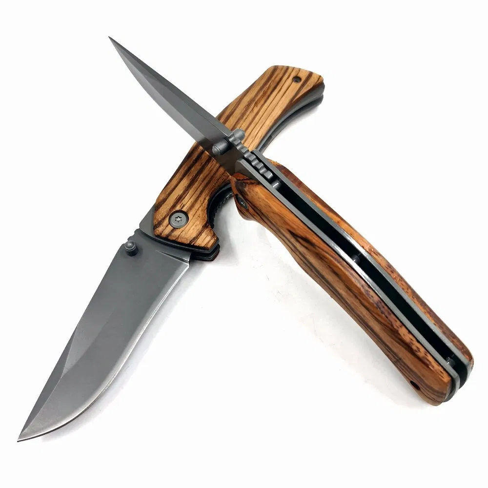 Pk-228zw Zebra Wood Tactical Survival Outdoor Camping Folding EDC Pocket Knife