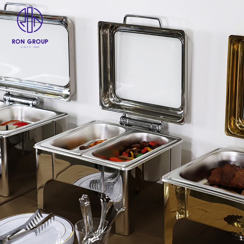 Factory Price Stainless Steel Square Buffet Dining Stove Chafing Dish Pot for Hotel Restaurant Wedding Party