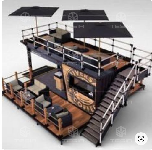 Outdoor Restaurant Container with Stairs and Balcony Bar Beverage Coffee Shop