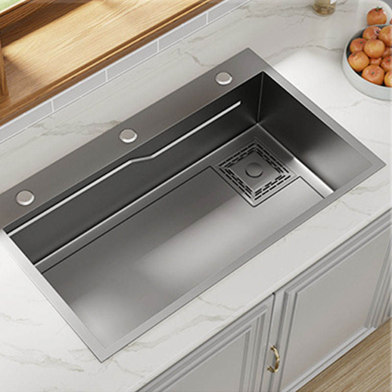 SUS304 Handmade Kitchen Sink Nano Gun Grey Finish Large Single Bowl Undermount Basin