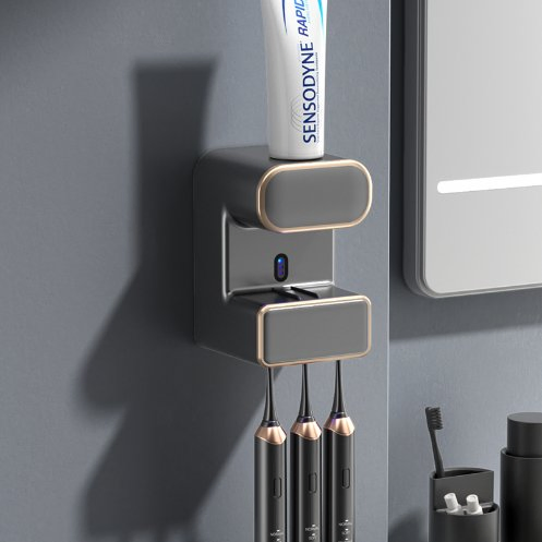 Wall-Mounted Smart Automatic Sensor Toothpaste Dispenser Toothbrush Holders with Sterilizer Bathroom Accessories