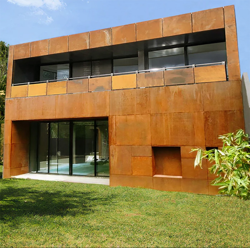 Modern Design Corten Steel Facade Exterior Cladding Rusted Metal Siding Wall Panel