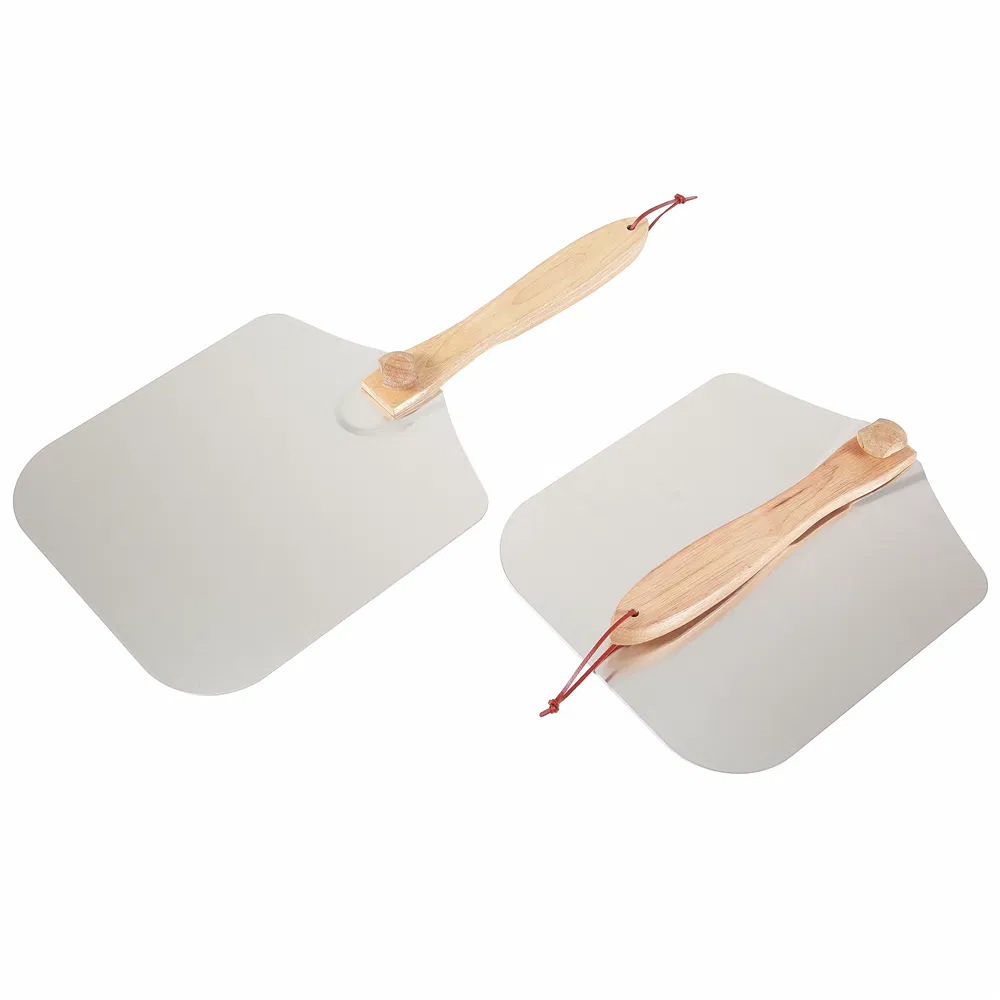 Good Quality Aluminum Alloy Pizza Peel with Foldable Wooden Handle Kitchenware