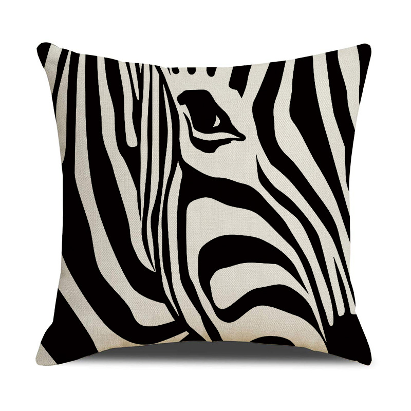 OEM Black and White Zebra Elephant Line Cushion Cover
