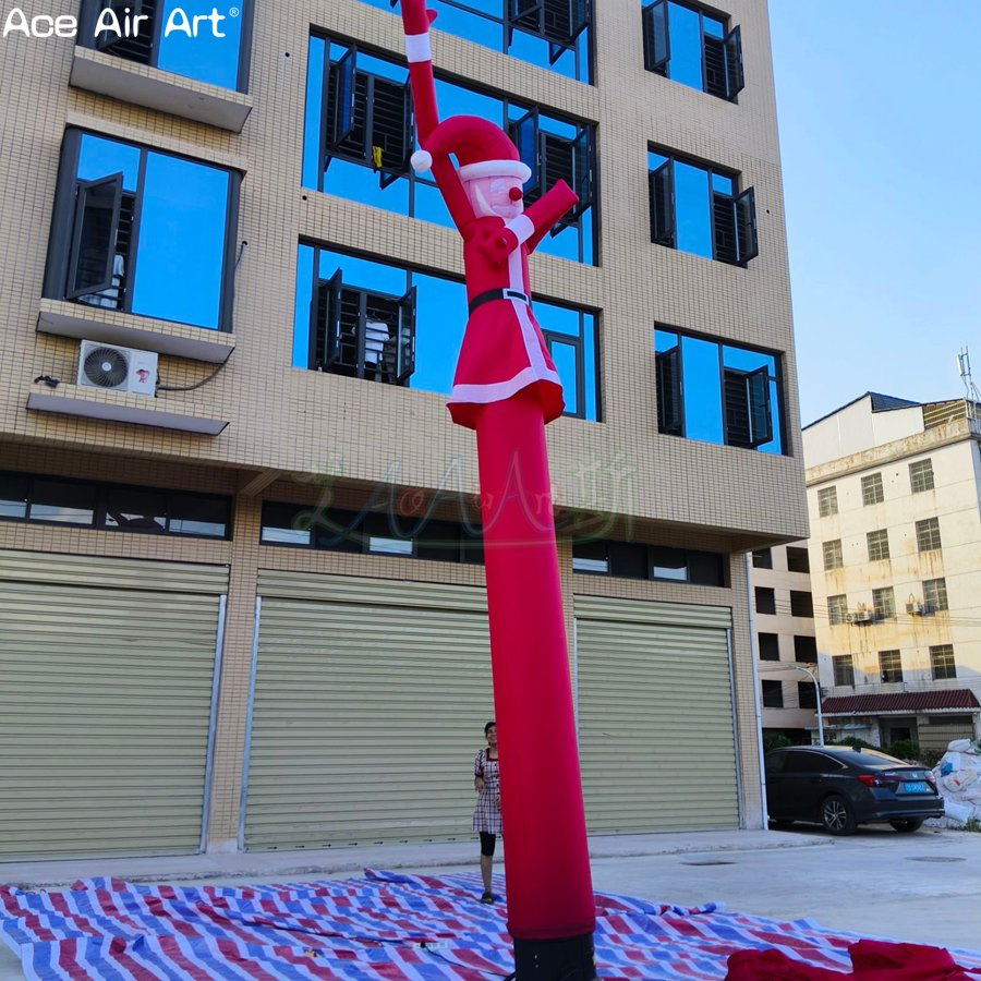 Red Inflatable Santa Claus Air Dancer, Sky Dancer for Outdoor Christmas Decorations.