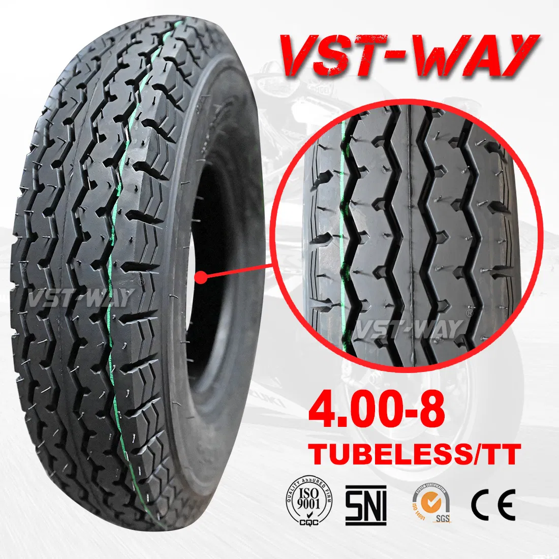Шина мотоциклетная TVS 4.00-8 для трициклов и тук-туков