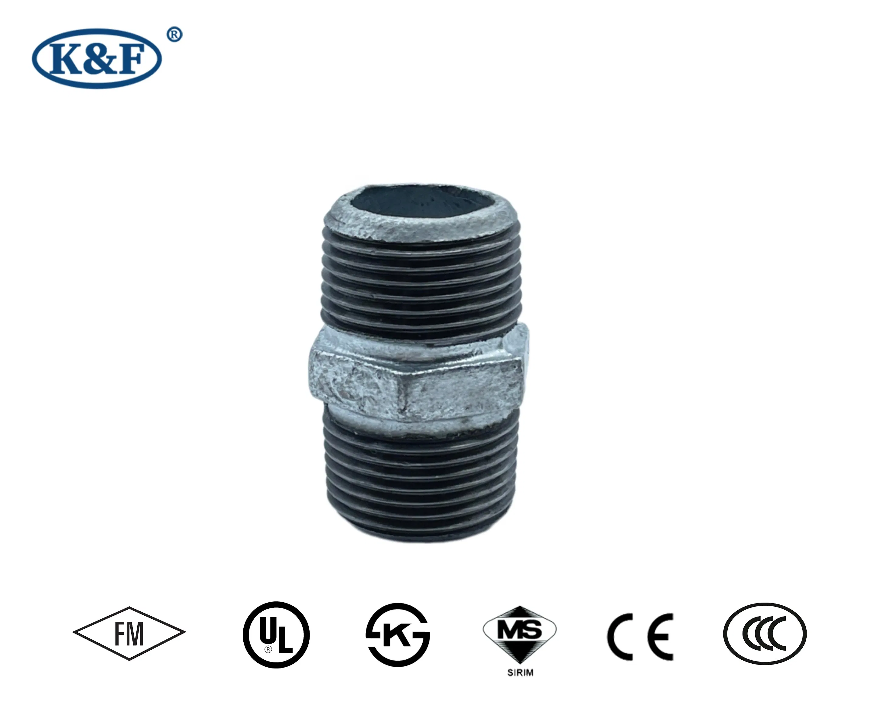 Kanaifu UL FM ISO Malleable Iron Pipe Fitting Connection Female Threaded Nipple