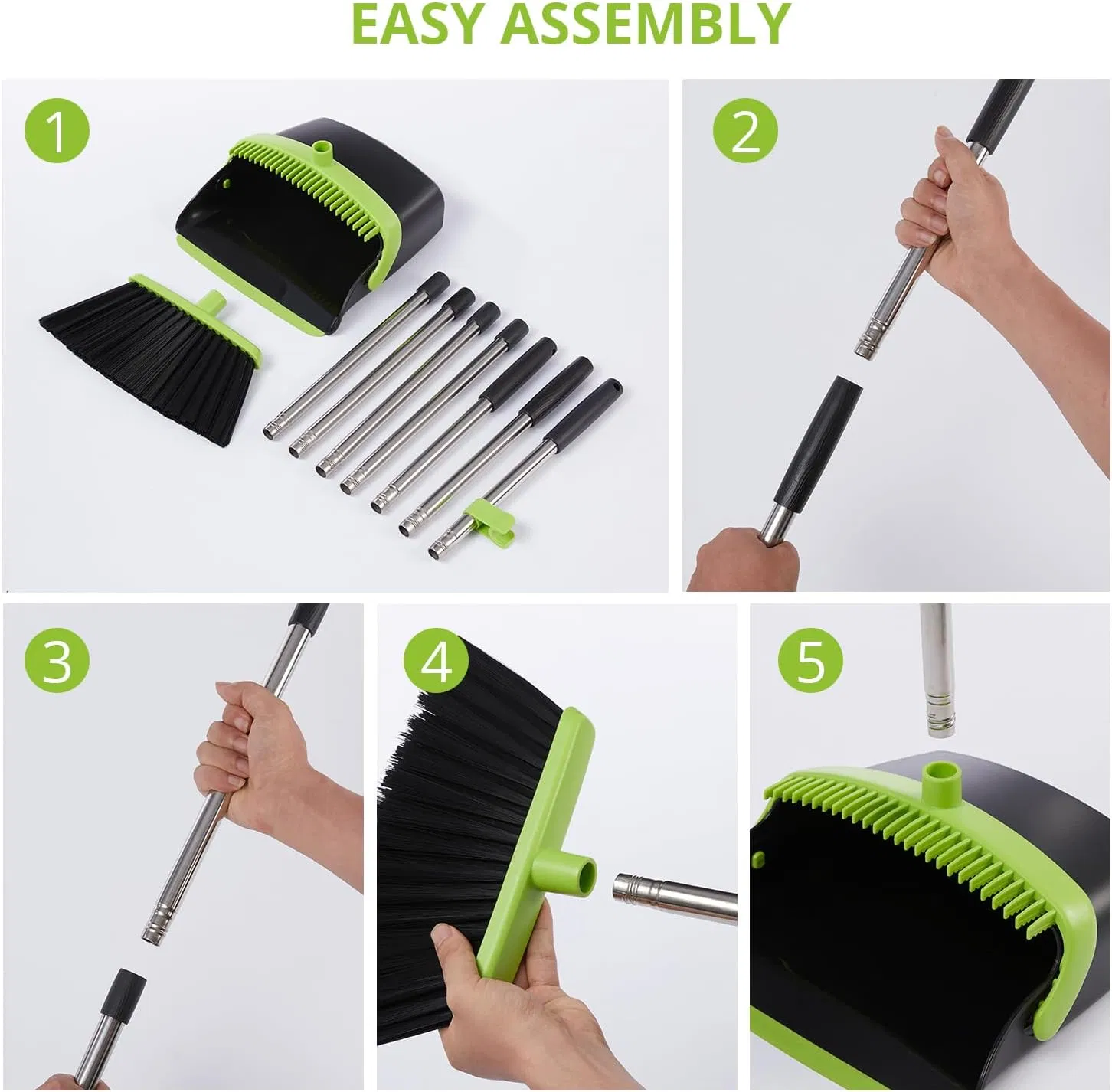 Long Extendable Handle Detachable Portable Broom and Dustpan Set
