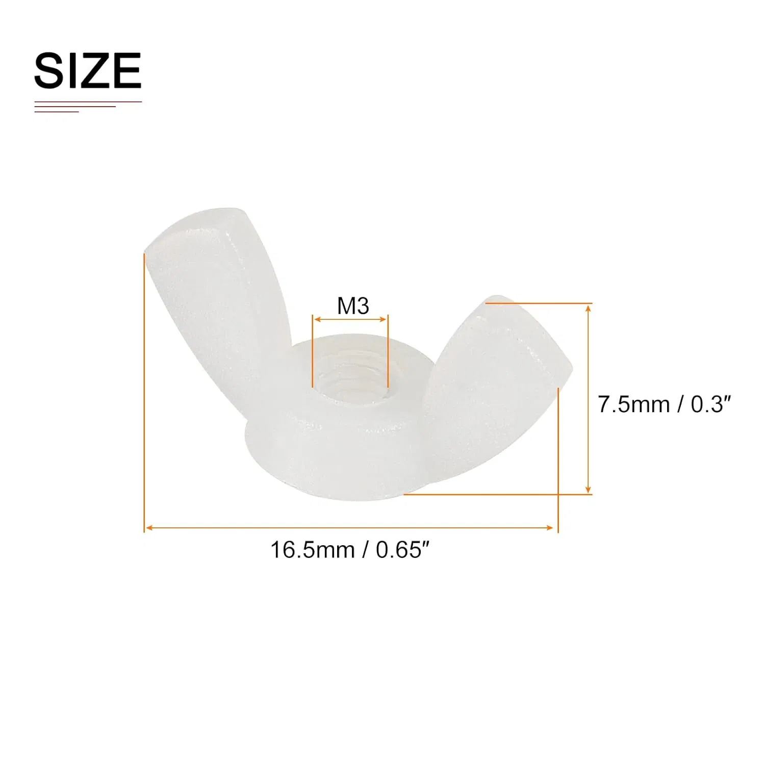 Plastic Fasteners White Nylon Butterfly Wing-Nut Thumb Nuts