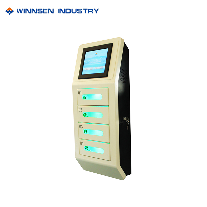 Wall Mounted Pin Code Operated Cell Phone Charging Kiosk with 4 Lockers