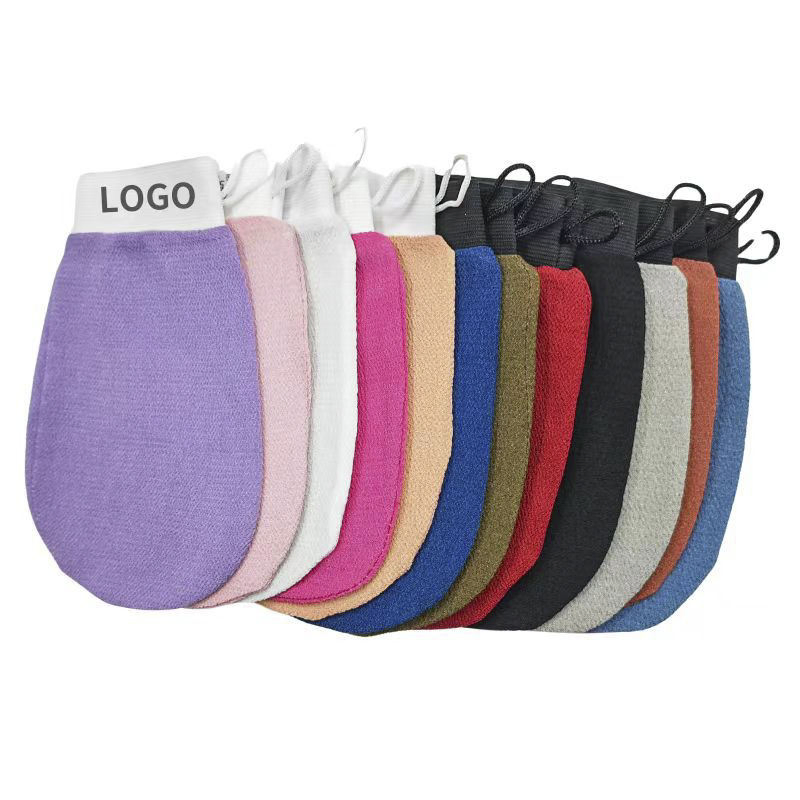 Custom Logo Korean Exfoliating Mitt for Shower Remover Dead & Dry Skin Soft Purple Viscose Fiber Exfoliating Gloves