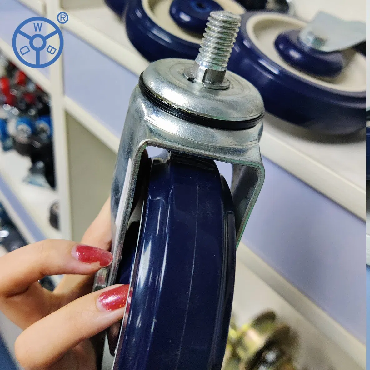Wbd 4 5 Inch Replacement Supermarket Standard Supermarket Caster Wheel Swivel Caster Threaded Stem Type Polyurethane PU Shopping Cart Castor