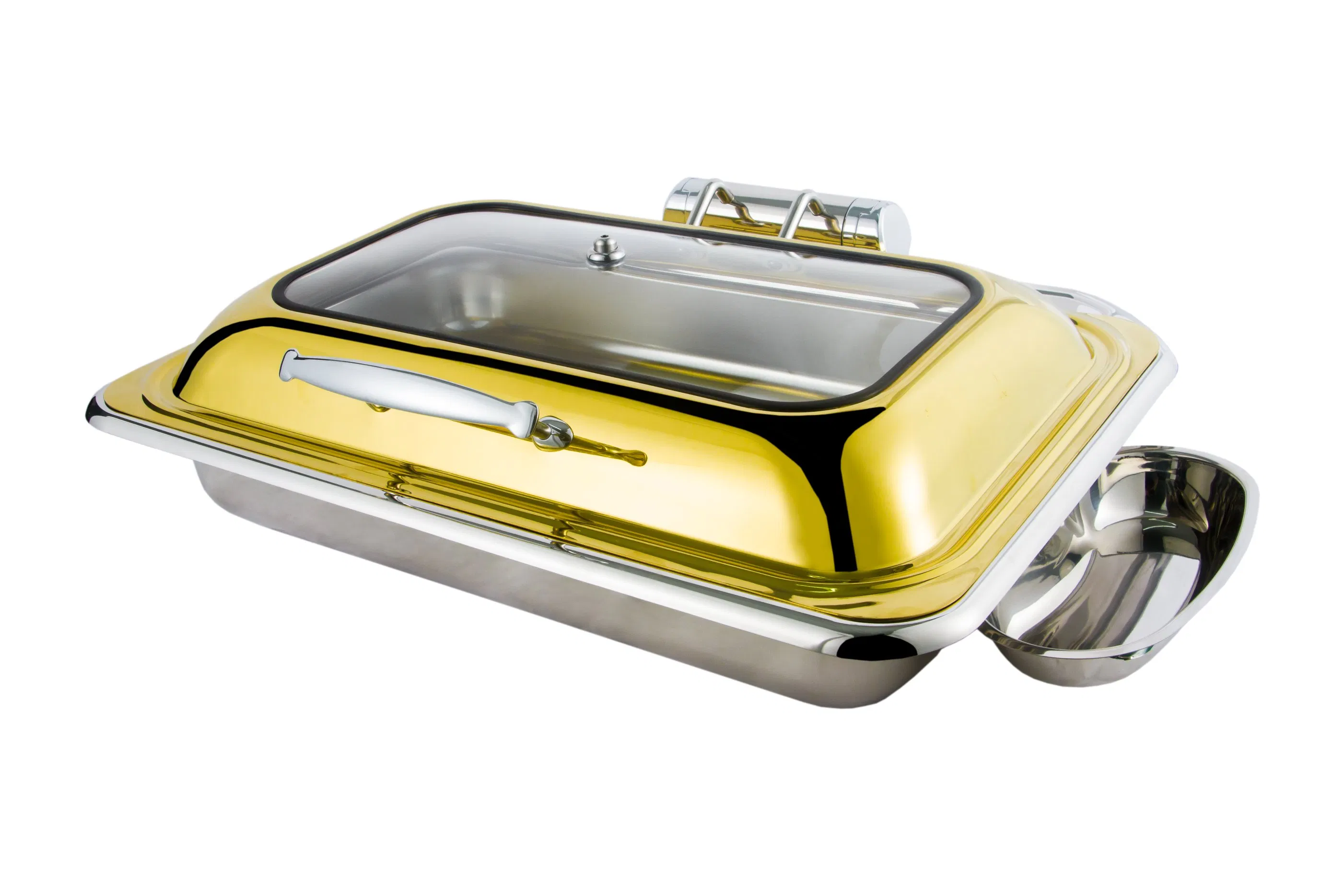Stainless Steel Rectangular Glass Lid Chafing Dish with 9 Liters