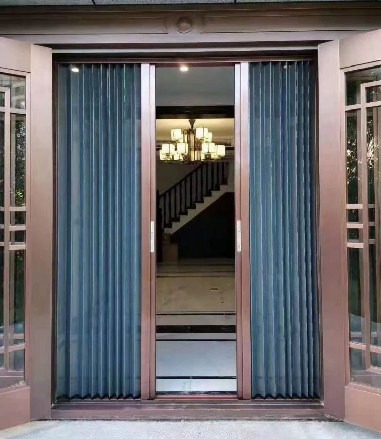 Wholesale Flat Screen Doors Windows Aluminum Alloy Gold Steel Mesh Low Gauge Trackless Invisible Folding Screen Doors Windows