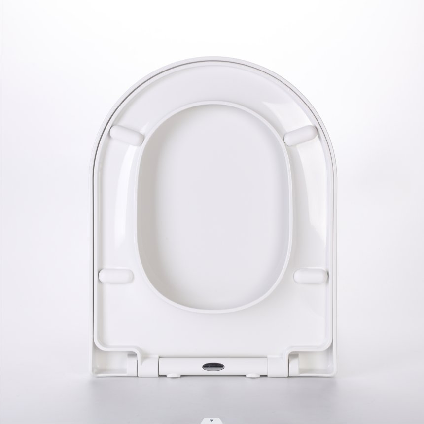 PP Toilet Seat with Plastic Hinges Will Slow Close, Never Loosen and Provide The Perfect Fit, D-Shape