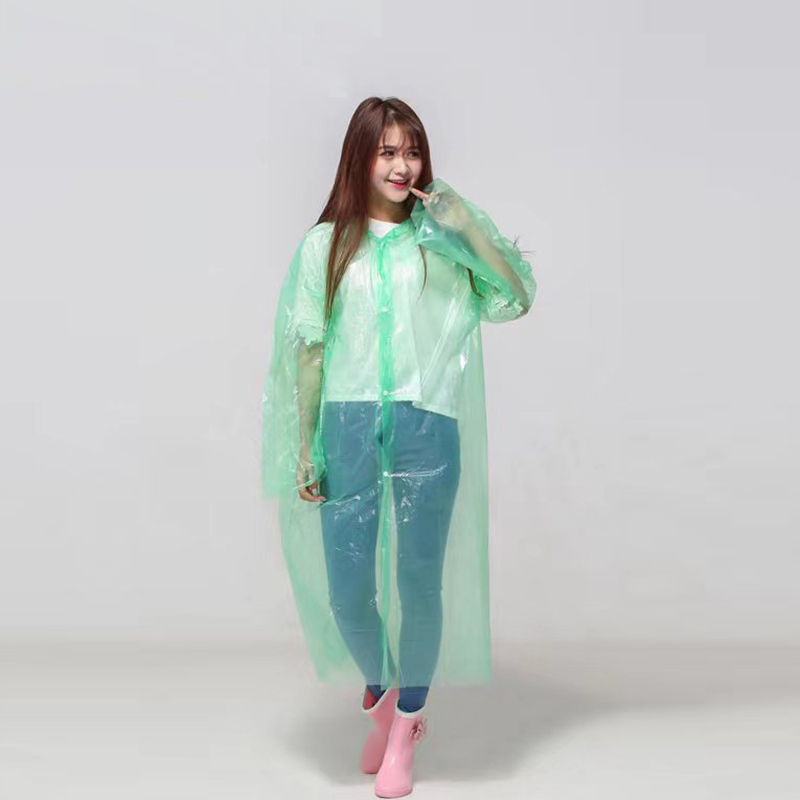 Reusable Rain Ponchos Portable EVA Rain Coats Packable Rain Jackets with Hood and Drawstring