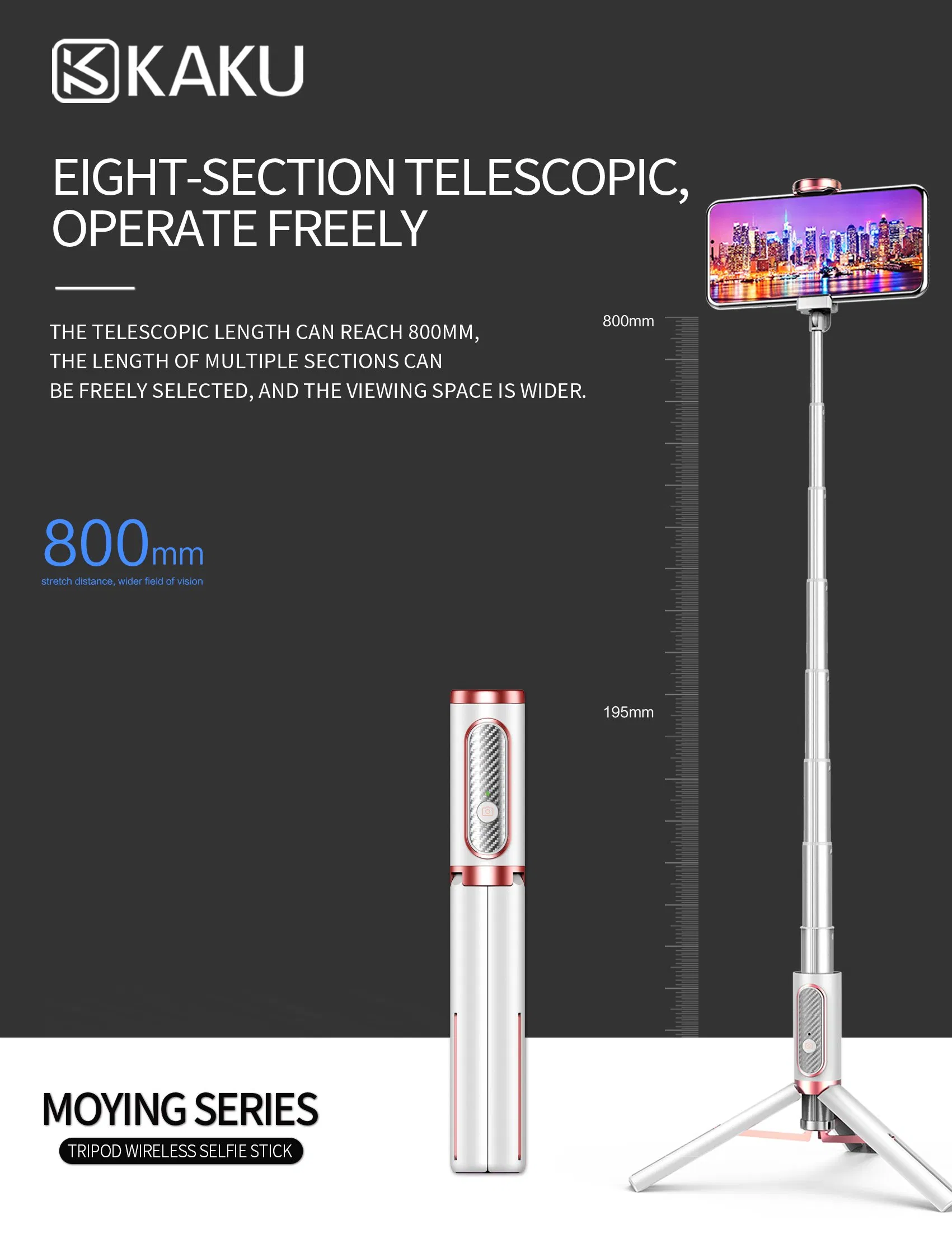 Mini Portable Wireless Bluetooth Selfie Stick with Bluetooth Remote Control