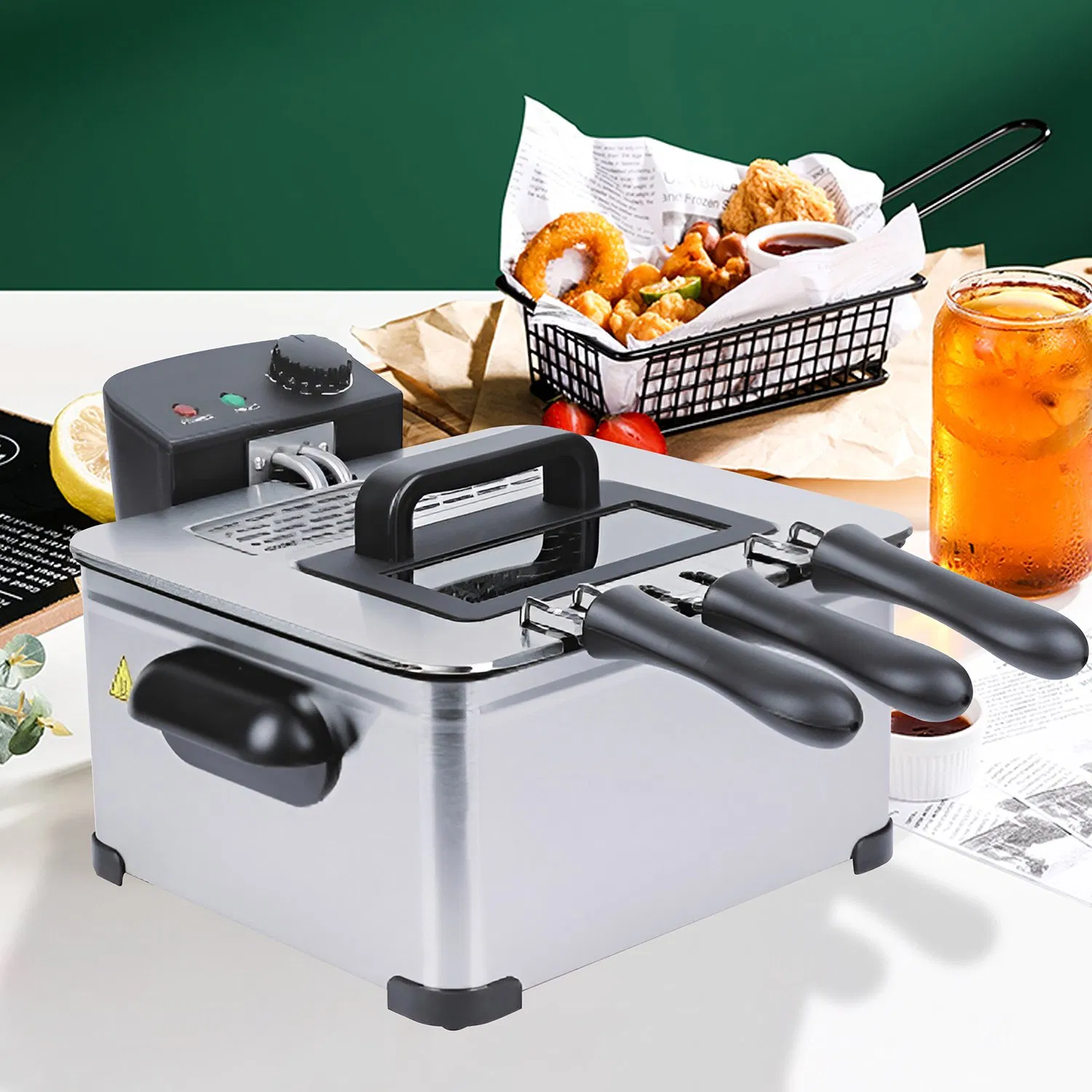 Kitchen Manual Adjustable Control 4.5L Electric Multi-Functional Oil Deep Fryer